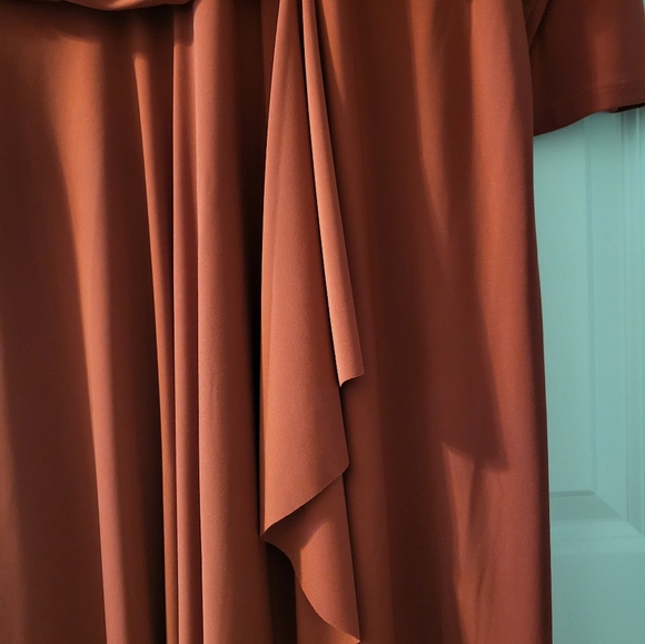 NWT Nine West Ruffled Dark Russet Ruched Dress - Picture 7 of 9